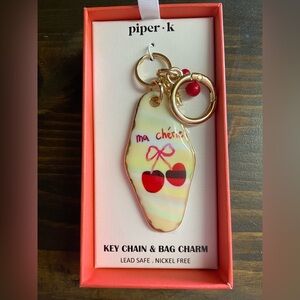 NWT Piper K Cherry Key Chain & Bag Charm